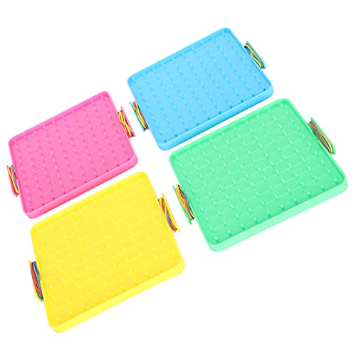 Fdit Jouet de Planche à Ongles, Ensemble de 4 Panneaux Perforés éducatifs avec des élastiques pour les Enfants Qui Apprennent les Fractions et les Formes, Aide Pédagogique Intuitive