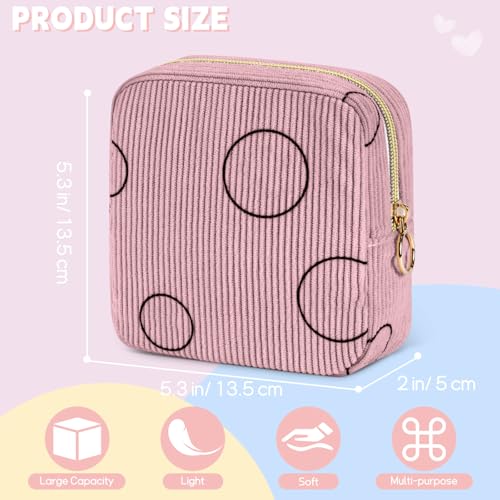 Image of Period Bag for Teen Girls Shark Week Pouch Corduroy Portable Sanitary Pad Bags for Period Teen Period Pads Pouch for Panty Liners, Tampons, Menstrual Cup - Beige
