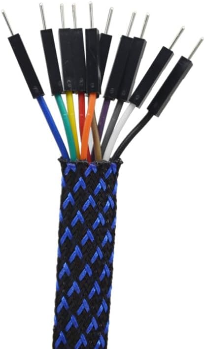 10m / 30 Meters 14mm Black & Blue PET Expandable Sleeving High Density Sheathing Plaited Cable Sleeves | | - - (Length: 30M)
