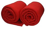 Betz 2 Stück Maxi Fleecedecken Kuscheldecken Größe 140x190 cm rot