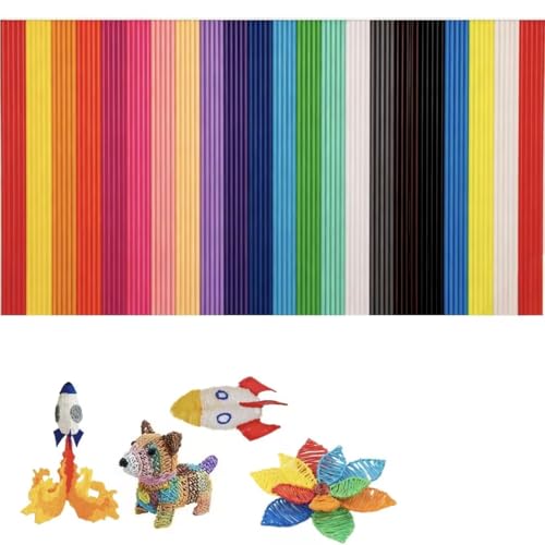 MOLZINY 110 Piezas 22 Colores Filamento 3D para 3Doodler Start+ Lápiz 3D Pen Bolígrafo 3D para Niños 2.5mm PCL Caneta 3D Filamento Baja Temperatura Seguro&Sencillo