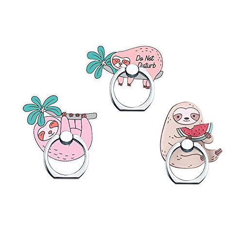 Phone Ring Holder Stand,Phone Ring Stand Holder 360 Rotation Finger Ring Grip Stand for Cellphones,Smartphones and Tablets (3 Pack Sloth Phone Ring Stand)