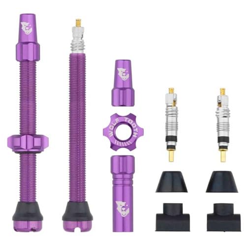 �E���t�g�D�[�X(Wolf Tooth) �`���[�u���X�o���u�X�e���L�b�g �p�[�v�� Tubeless Valve Stem Kit 60mm Purple U1TLV-KIT60-PRP