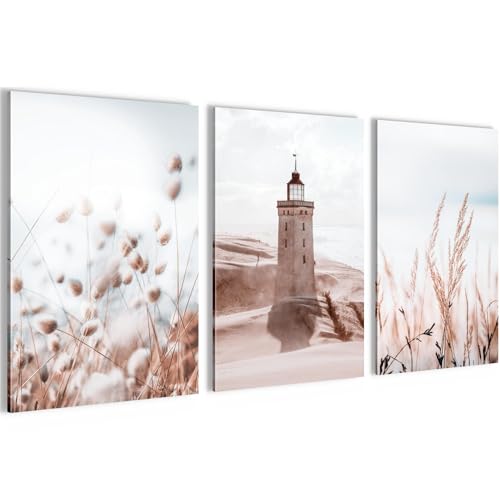 Tableaux tour de lumiere deco mer beige pour une chambre zen sans cadre