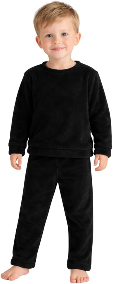 Pijama Infantil Microfibra Fleece, Conjunto Manga Longa para Meninos e Meninas, Inverno, 100% Poliéster