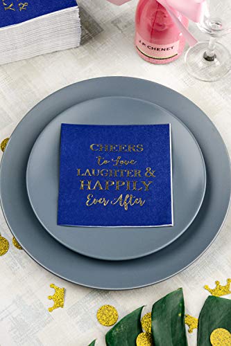 image for Crisky Bridal Shower Napkins Disposable Cocktail Napkins 3-Ply Gold Fo