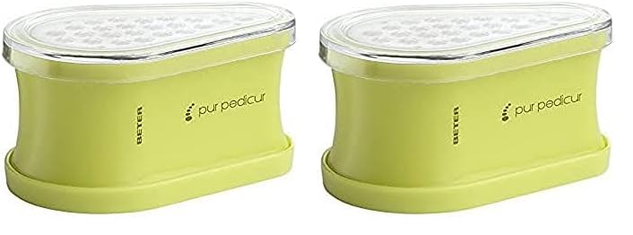 Beter – Quitadurezas con depósito para pedicura, elimina durezas y pieles muertas de los pies, acero inoxidable, con lima de pedicura (Paquete de 2)
