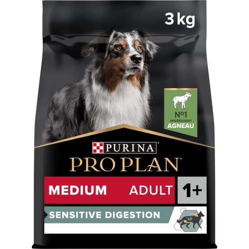Pro Plan Medium Adult Sensitive Digestion, Hundefutter trocken, reich an Lamm, 1er Pack (1 x 3 kg)