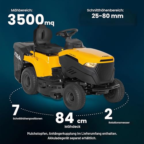 STIGA Estate 384 M Benzin-Gartentraktor - 414cc ST 400 Motor, 84cm Mähdeck, 200L Grasfangkorb, mechanisches Getriebe, Mulchfunktion und Anhängerkupplung - Ideal für große Gärten bis zu 3.500 m²