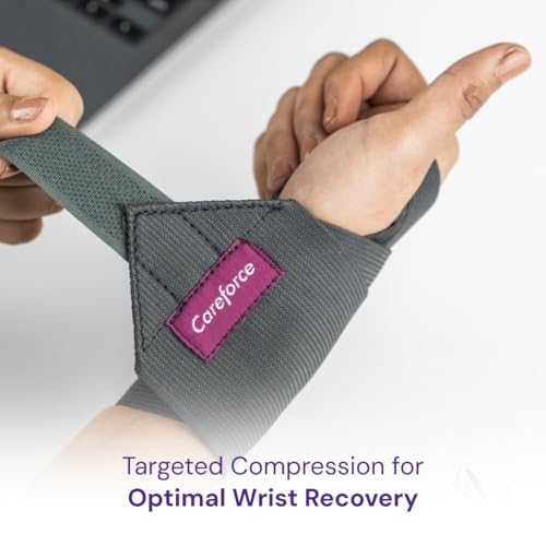 Image of Careforce - The Force Behind Your Health polyester blend Wrist Support for Pain Relief for Carpal, Wrist Brace with Thumb for Men & Women Wrist Band for Men Wrist Strap Universal Fit (Grey, 1 Unit)