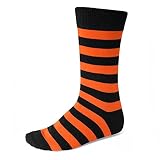 tiemart Men's Striped Socks (Orange and Black)
