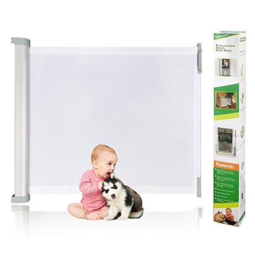 Barrière d'escalier rétractable de sécurité pour bébé, enfant, animal domestique, avec serrure à clé, grande barrière rétractable, 80 x 130 cm Cover