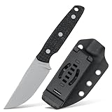 Vosteed Mink Fixed Blade Knives - 3.33’’ Nitro-V Blade with Sheath, Full-Tang Black Micarta Handle - EDC Knife Great for Outdoor Camping Hunting - D0101