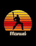  Manuel Name Gift Personalized Cricket Lined Notebook, Daily Journal for Sport Lovers: Meeting, A4, 21.59 x 27.94 cm, Hour, Over 100 Pages, To Do List, Planning, Meal, 8.5 x 11 inch, Pretty