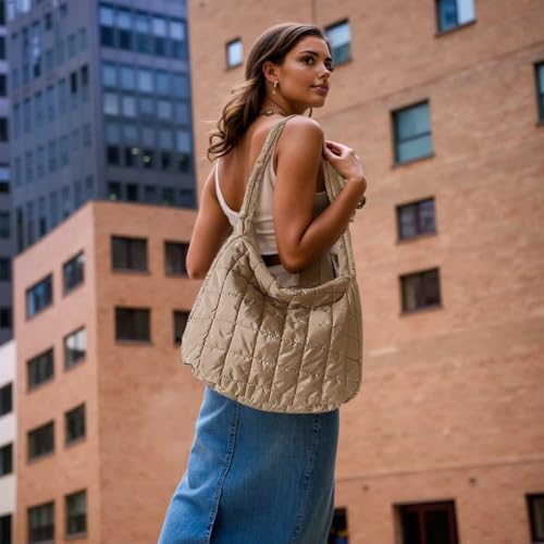 Bolso acolchado de hombro para mujer, gran capacidad miniatura 2