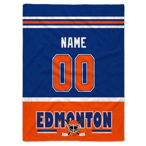 Edmonton Blanket Throw Blanket Customized Any Name & Number Gifts for Men Women Kids 3 Colors Soft
