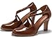 Coutgo Womens Chunky High Heels Dress Shoes Closed Pointed Toe Cross Strap Buckle Pumps Vintage D'Orsay Party Shoes, Brown, Size 8