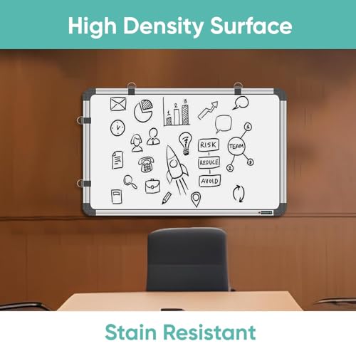 Image of YAJNAS Melamine Non-Magnetic 2X2 Ft Double Sided Whiteboard & Chalkboard Board with 1 Marker & 1 Duster - Set of 3 Items
