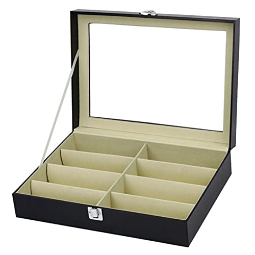 Sunglasses Eyeglass Organizer, 8 Slots Sunglasses Glasses Storage Organizer Box, PU Leather Glasses Storage Box, Multi Glasses Case, Eyeglasses Collector Display Cabinet