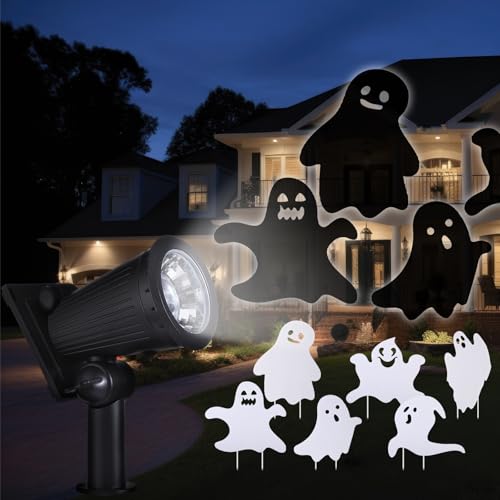 Glooglitter 8 Pack Halloween Ghost Decorations Set, 6 Ghost Yard