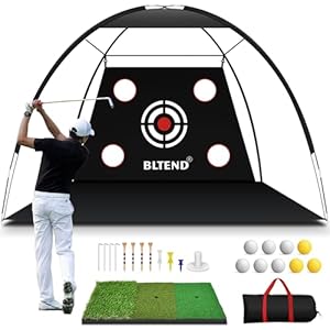 Bltend Golf Net – 10x7ft Golf Practice Nets for Backyard Driving Real Golf Balls, Golf Hitting Training Net for Indoor Outdoor Use – Golf Training Equipment