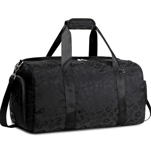 Dance Bag for Girls Duffle Bag Girls Overnight Bags Sleepover Gym Gymnastics Bags with Shoe Compartment and Wet Pocket,Leopard Shape