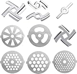 Haploon 10-Piece Stainless Steel Grinder Kit，Meat Grinder Parts Blades Size 5 Stand Mixer Blades & Plates, Premium Food-Grade Replacement Parts for Mincing, Sausage Making & Meat Processing