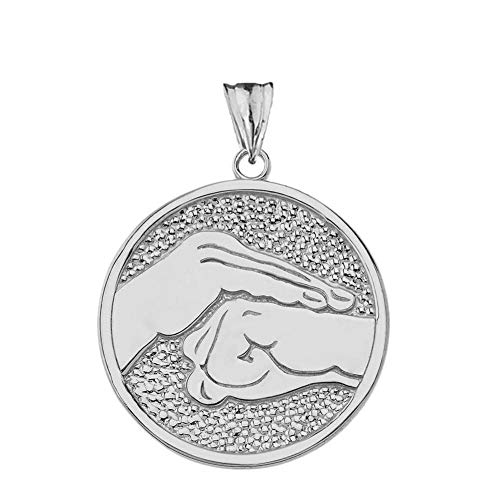 Fine 10K White Gold Bao Quan Martial Arts Hand Gesture Pendant Necklace, 22" #TOP1