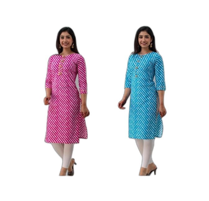 SIDHI VINAYAK Creation Women Printed LEHARIYA CASUALSTRAIGHT Kurta (Pack of 2)|Style -240 Women's Kurtis-picture-39