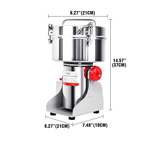 Samger 70-300 Mesh Electric Grain Miller Grinder 700G 1800W Stainless Steel High Speed Spice Grinder Pulverizer 28000Rpm Commercial Powder Machine For Coffee Bean Nut Herb Wheat Pepper #TOP1