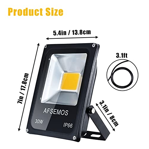 Afsemos 30W Outdoor Led Low Voltage Warm White Floodlight, 12V Dc Outdoor Led Security Flood Light, Ip66 Waterproof Super Bright Work Light For Backyard, Lawn, Street Guardrail (2 Pack) #TOP1