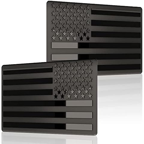 Embossed 3D Metal All Black American Flag Emblem Decal Stickers Cover