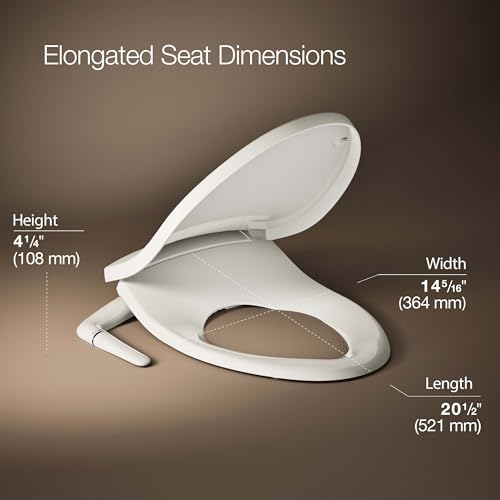 image for Kohler PureWash M250 Manual Elongated Bidet Toilet Seat, Biscuit, Quie