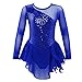 Freebily Abito da Pattinaggio Artistico Bambina Paillettes Glitter Vestito Danza Classica Leotards Manica Lunga Body da Ballo Latino Jazz Samba Rumba Balletto Danza Moderna Blu Reale 10 Anni