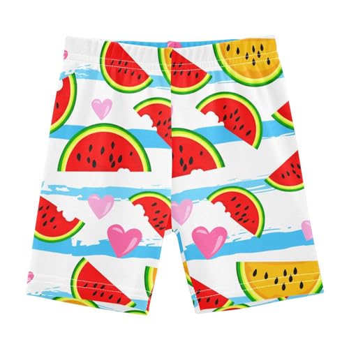 Watermelon Heart Slice Girls Bike Shorts Toddler Girl Clothes Under Dress Dance Shorts for Dresses,4T