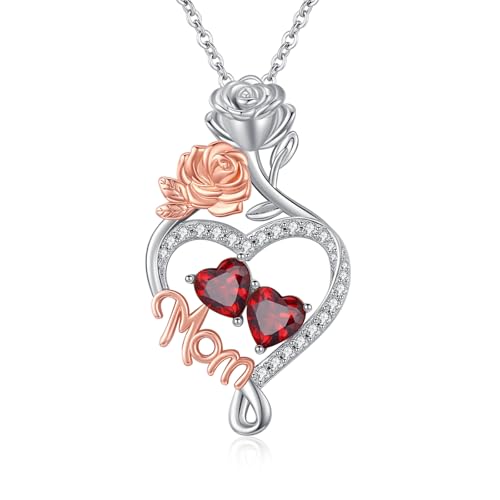 Mom Love Heart �l�b�N���X �����p 14K ���[�Y�S�[���h/�z���C�g�S�[���h ��d�a���� ���[�Y�t�����[ �y���_���g ��̓� �L�O�� �o�����^�C���f�[ �a���� �N���X�}�X �M�t�g �c�� �� �ޏ� ��, �x�[�X�B, �L���[�r�b�N�W���R�j�A