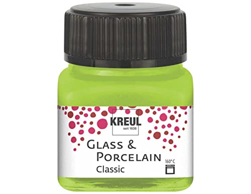 KREUL 16221 - Glass & Porcelain Classic Mai vert, en pot de 20 ml, peinture brillante pour verre et porcelaine à base d'eau, séchage rapide, opaque