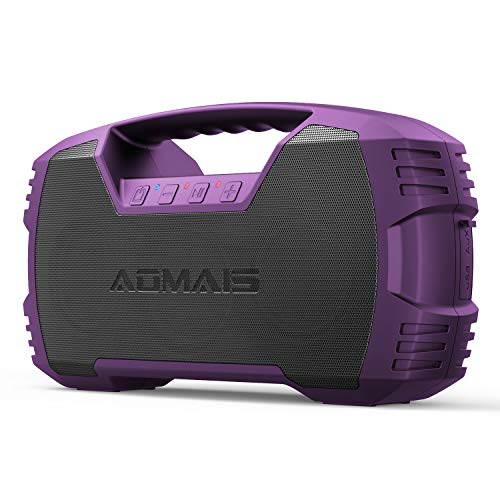AOMAIS GO Bluetooth Speakers, 40H Playtime Outdoor Portable Speaker, 40W Stereo Sound Rich Bass, IPX7 Waterproof Bluetooth 5.0 Wireless Pairing,10000mAh Power Bank, for Party, Travel-Purple