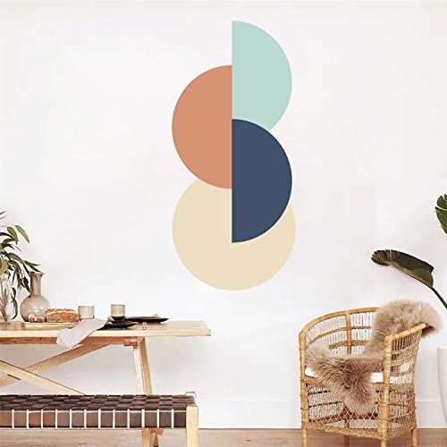 Kazova Full And Half Circle Wall Decals Abstract Art Wall Stickers Color Circle Graphic Decal Modern Art Wall Sticker Removable Peel And Stick Wall Decals For Bedroom Living Room Office Baby Nursery Walls Decor #TOP7