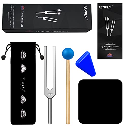 432 Hz Tuning Fork With Blue Silicone Hammer, For Dna Healing, Relaxing, Strengthen Chakra, Reliever Stress, Keep Body, Mind And Spirit In Perfect Harmony #TOP2