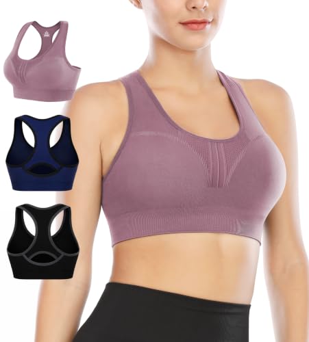 Heathyoga High Impact Sports Bras for Women High Support Padded Sports Bra Pack Racerback Bras for Women Workout Bra Sets