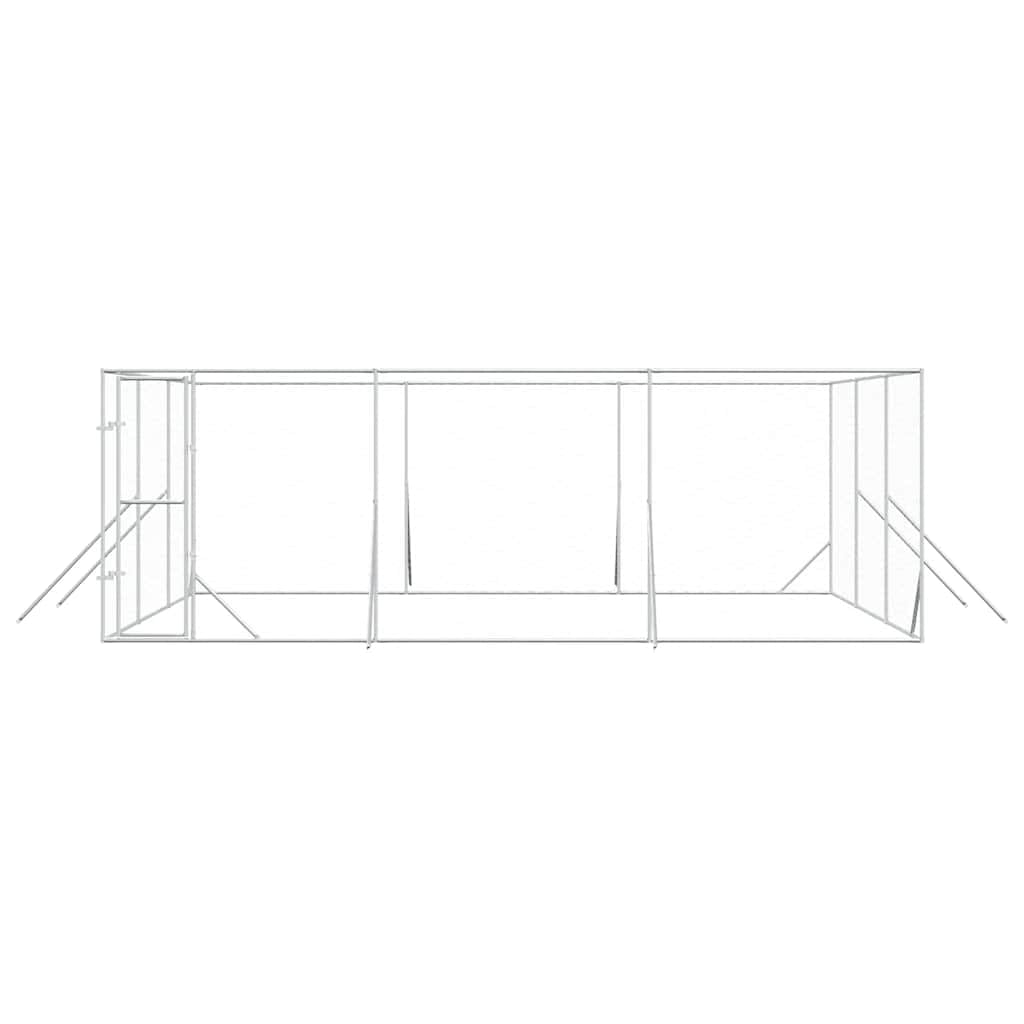 Perrera para perros de acero galvanizado para exteriores, 6 x 6 x 2 m, con puerta con cierre, recinto de metal estable para perros, cachorros, animales pequeños, salida segura y protección