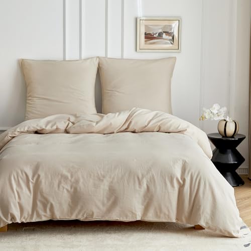 SOULFUL Bettwäsche 155x220 Baumwolle, Bettwäsche-Sets Salbei Grün mit Reißverschluss, Ähnliche Textur wie Stone Washed Leinen, Enthält 1 Bettbezug 155x220 und 1 Kissenbezug 80x80