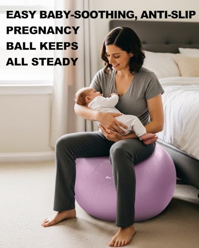 Trideer Pregnancy Birthing Ball - 1.7mm Extra Thick Yoga Ball for Maternity, Labor, Exercise, Physio, Recovery - Guide & Baby Memory Book Included - 440LB Anti-Burst & Non-Slip Stability2