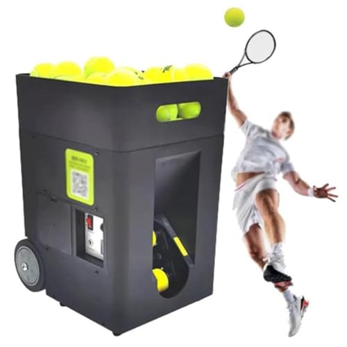 LQQYJSM Automatic Tennis Ball Launcher, Three-Position Adjustable Pull Rod, Dual-Mode Control, 50-Ball Tennis Ball Machine, Pre-Programmed and Custom Drills, Complete Training Mode