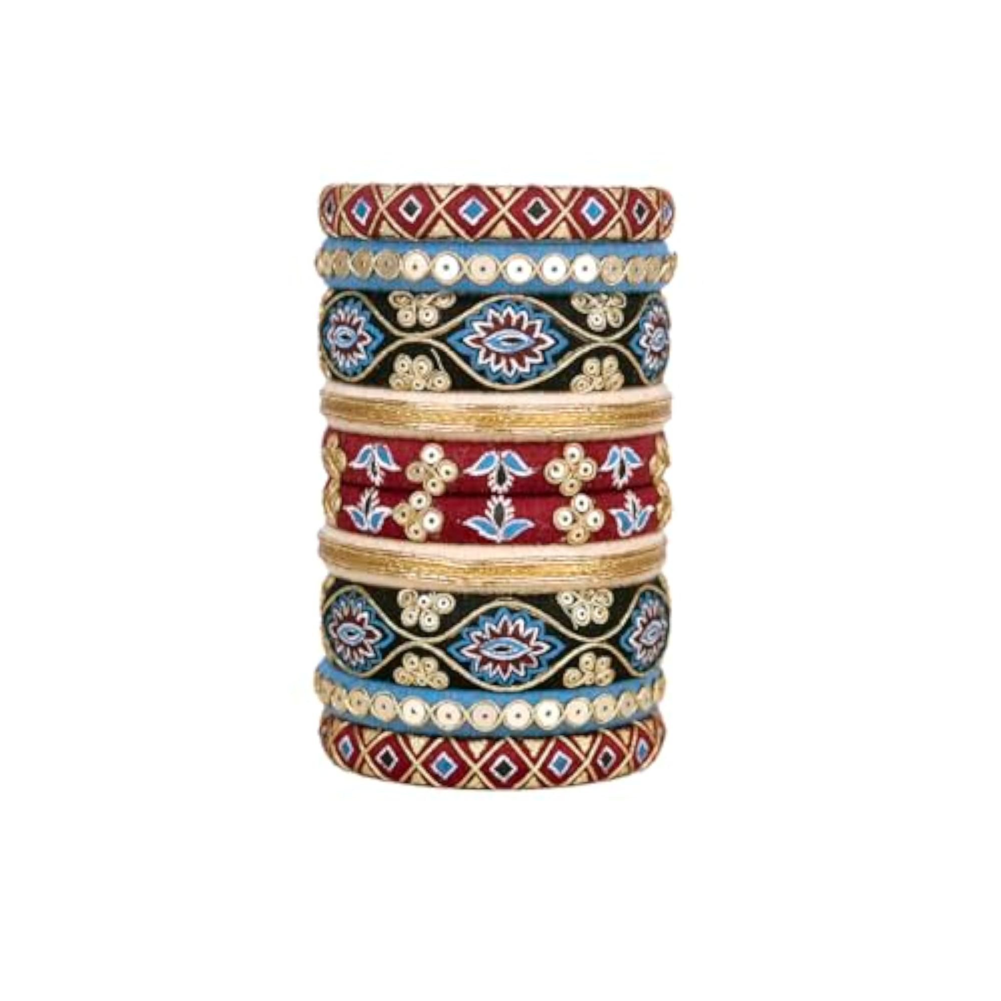 Handcrafted Cotton Thread Bangle Set for Women & Girls, 10 Bangles