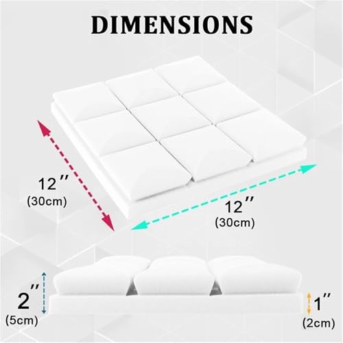 Paneles de espuma acústica blanca para interiores, 6 piezas, para aislamiento de sonido en estudio y tratamiento de ruido miniatura 3