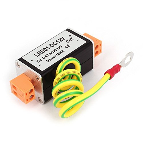 uxcell DC 12V Power Supply Surge Protection Arrester Black Orange