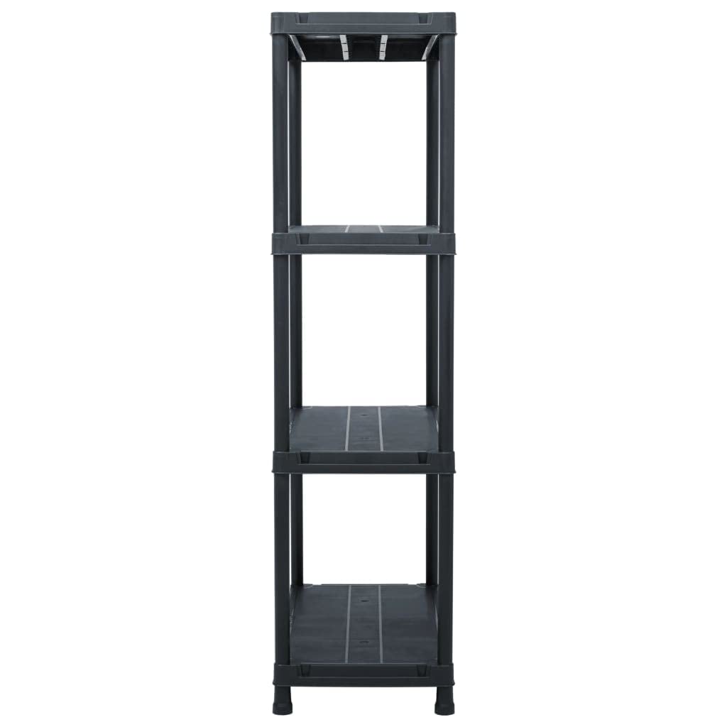 Mangloder Scaffalatura nera 100 kg, 60 x 30 x 138 cm, in plastica robusta, per officina, garage, cantina, magazzino, con 4 ripiani e supporto da parete