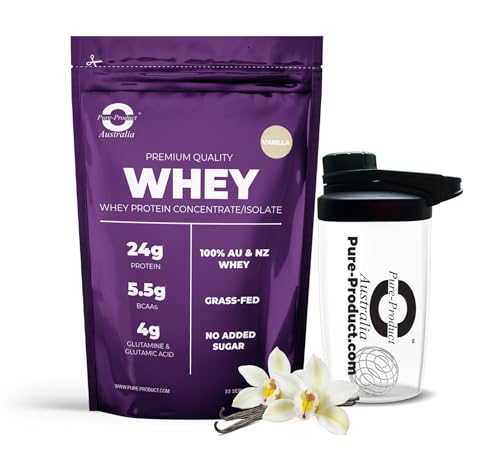 Pure-Product Australia Whey Protein Isolate & Concentrate - Protein Powder Vanilla 2 kilograms with Glass Shaker